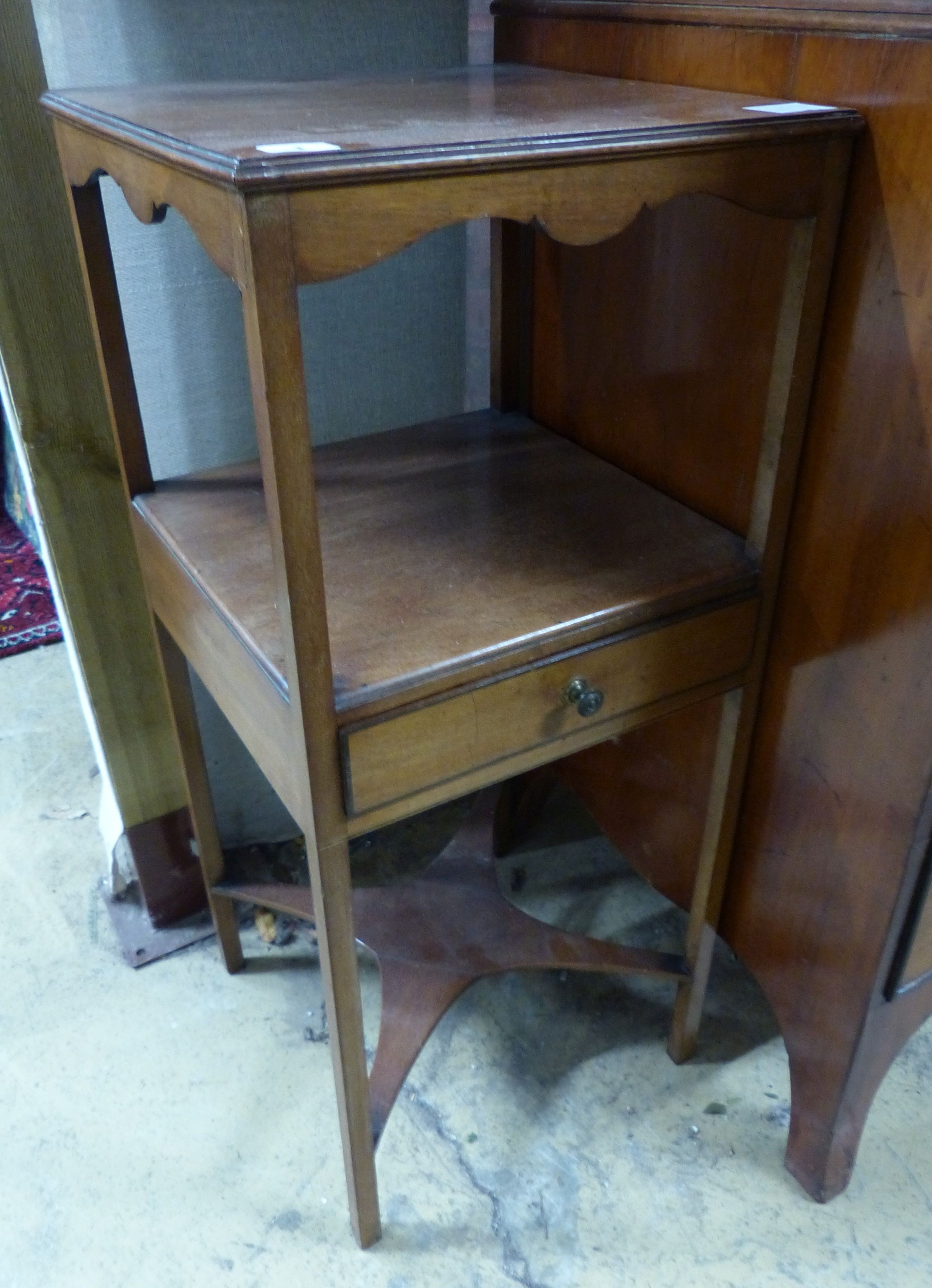 A George III mahogany two tier washstand, W.36cm D.36cm H.82cm